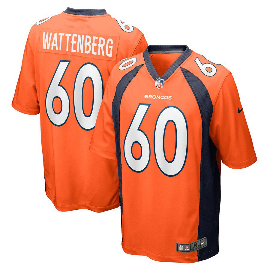 Men Denver Broncos 60 Luke Wattenberg Nike Orange Game Player NFL Jersey